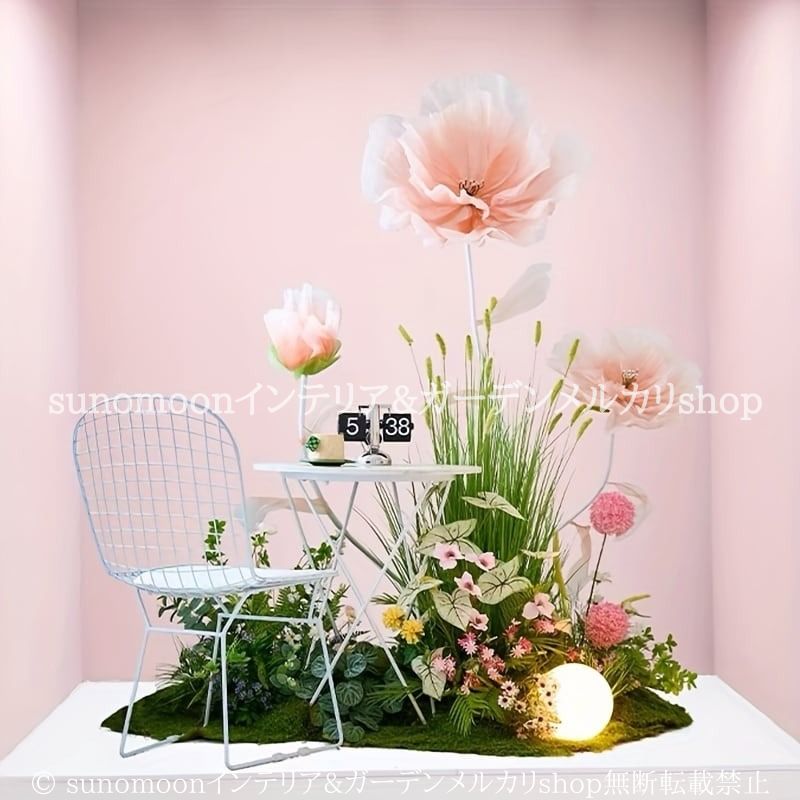 フェイク フラワー おしゃれ かわいい デコレーション 大きめ 床置き インテリア 北欧 結婚式 イベント ショップ 装飾 レッド ブルー