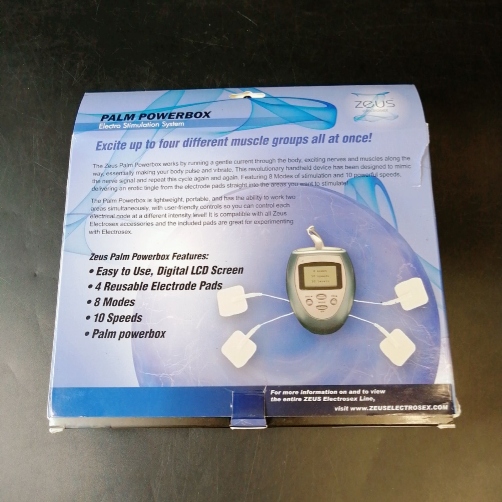 Zeus 6 Mode Palm Power Box With Pads by XR Brands 0203899