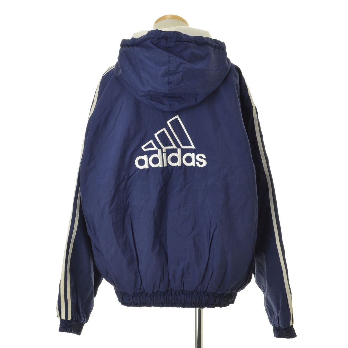 ADIDAS】90s 万国旗タグ バックロゴ刺繍 フード付き 中綿ジャケット  