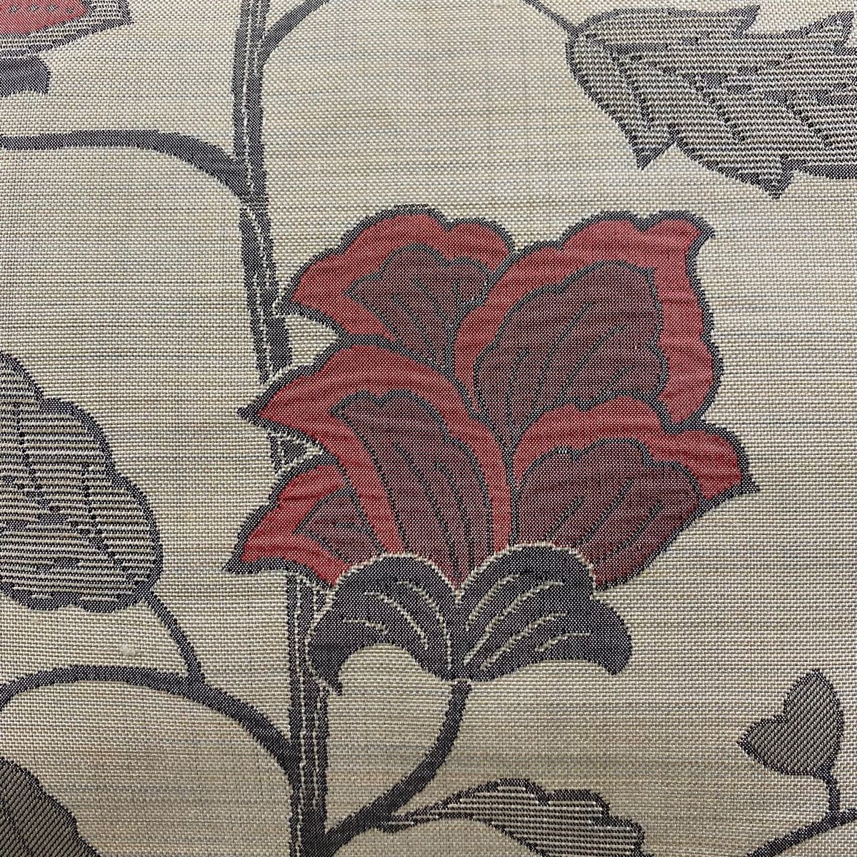 袋帯 美品 秀品 草花 箔 緑 六通 袋帯 秀品 枝梅 草花 箔 深緑 六通 正絹 【中古】 正絹 中古