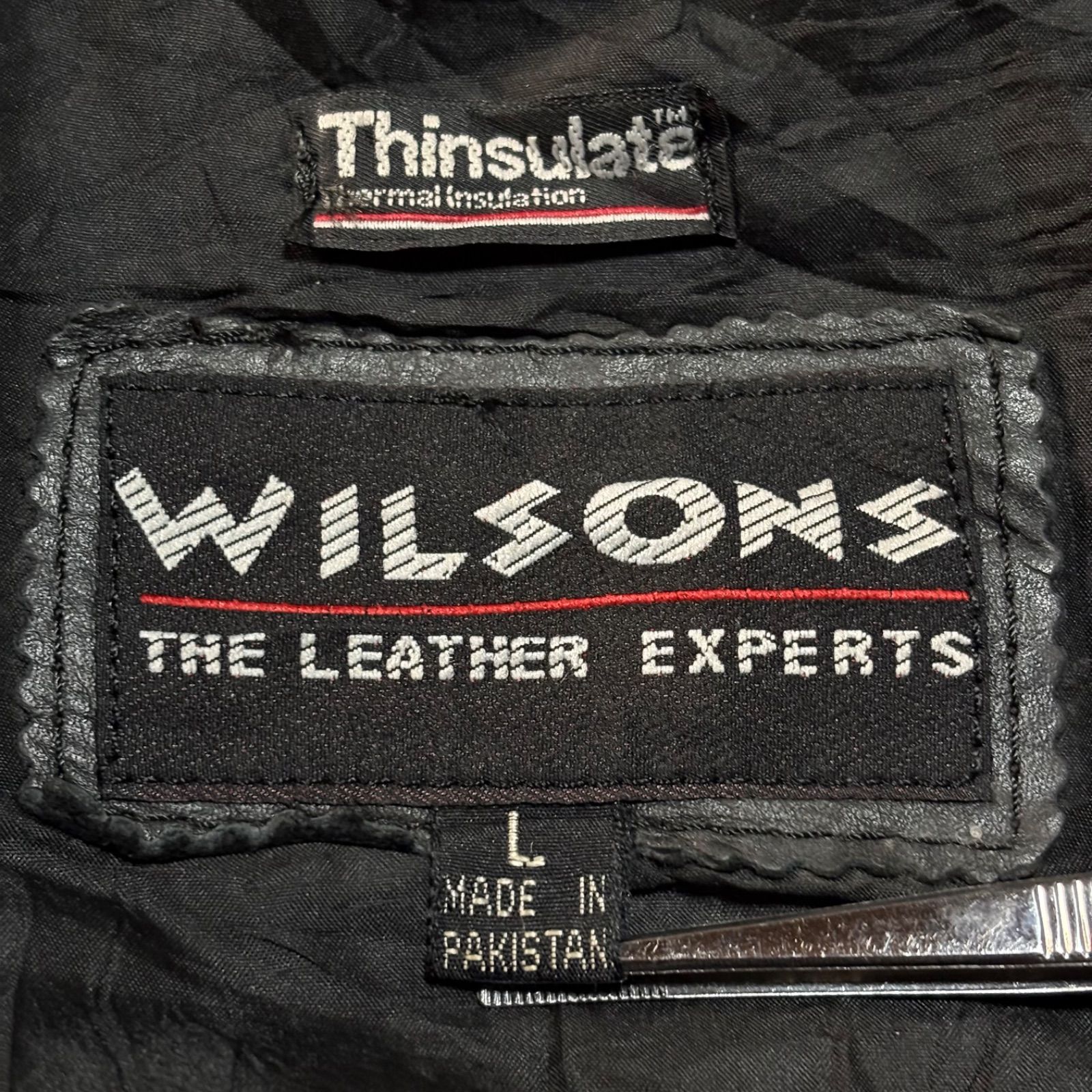 WILSONS ブラック レザーダブルライダースジャケット 1点物◇WILSONSダブルライダース黒レザージャケット革ジャン古着