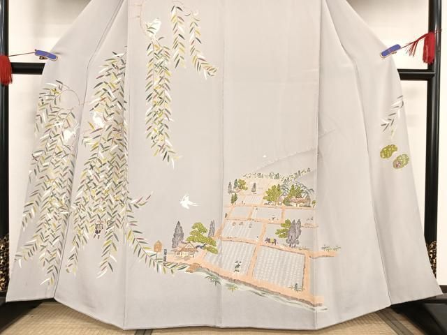 平和屋着物○名門・上野家 上野街子 清染居 隆男 訪問着 人物風景文 鬼