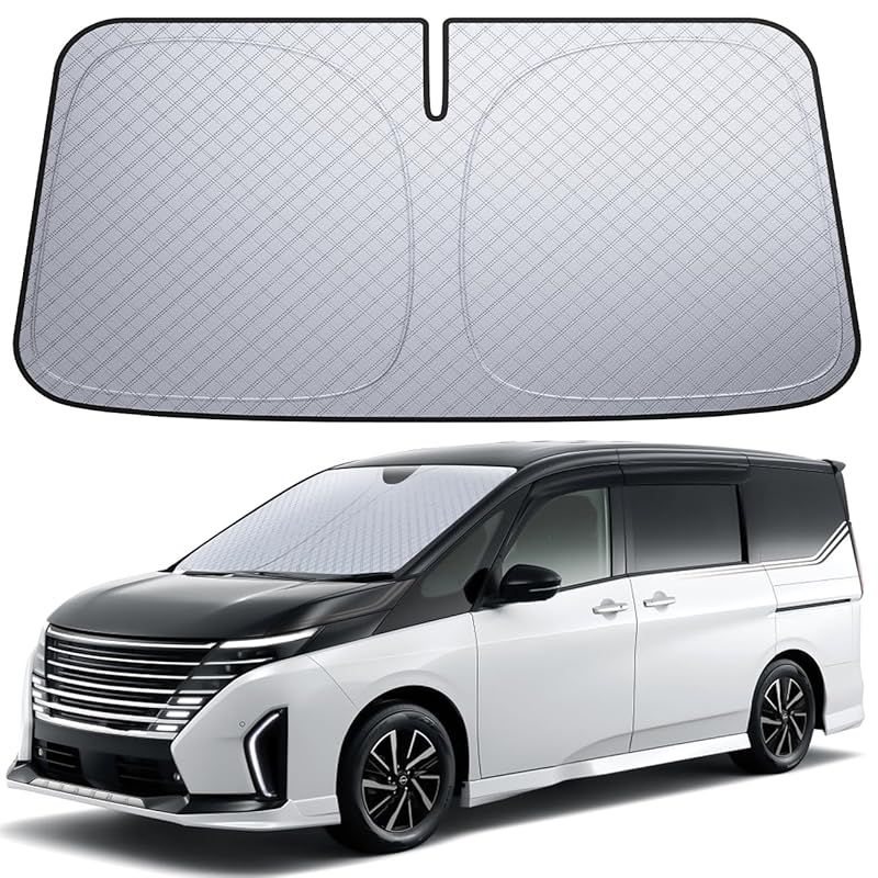 【6層断熱素材】 Lamicall 日産 セレナ C28 フロントガラス サンシェード: 車サンシェード 日除け 車 クルマ フロントサンシェード， 車用 フロントガラス サンシェード 折り畳み式 カーシェー