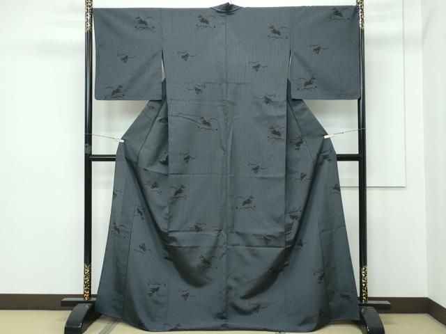 平和屋着物□極上 本塩沢 単衣 塩沢物語 兎 露芝文 証紙付き 逸品 未  