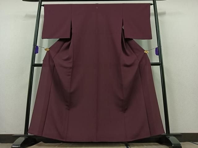 平和屋着物 色無地 単衣 紫紺色 鬼しぼ縮緬 洗える着物 AABB7753jh