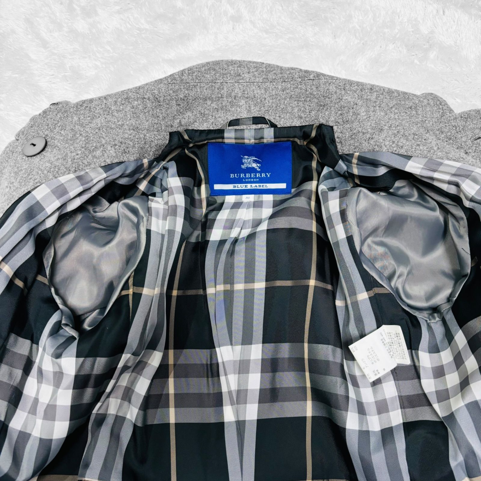 バーバリーブルーレーベル BURBERRY BLUE LABEL ロングコート アンゴラ