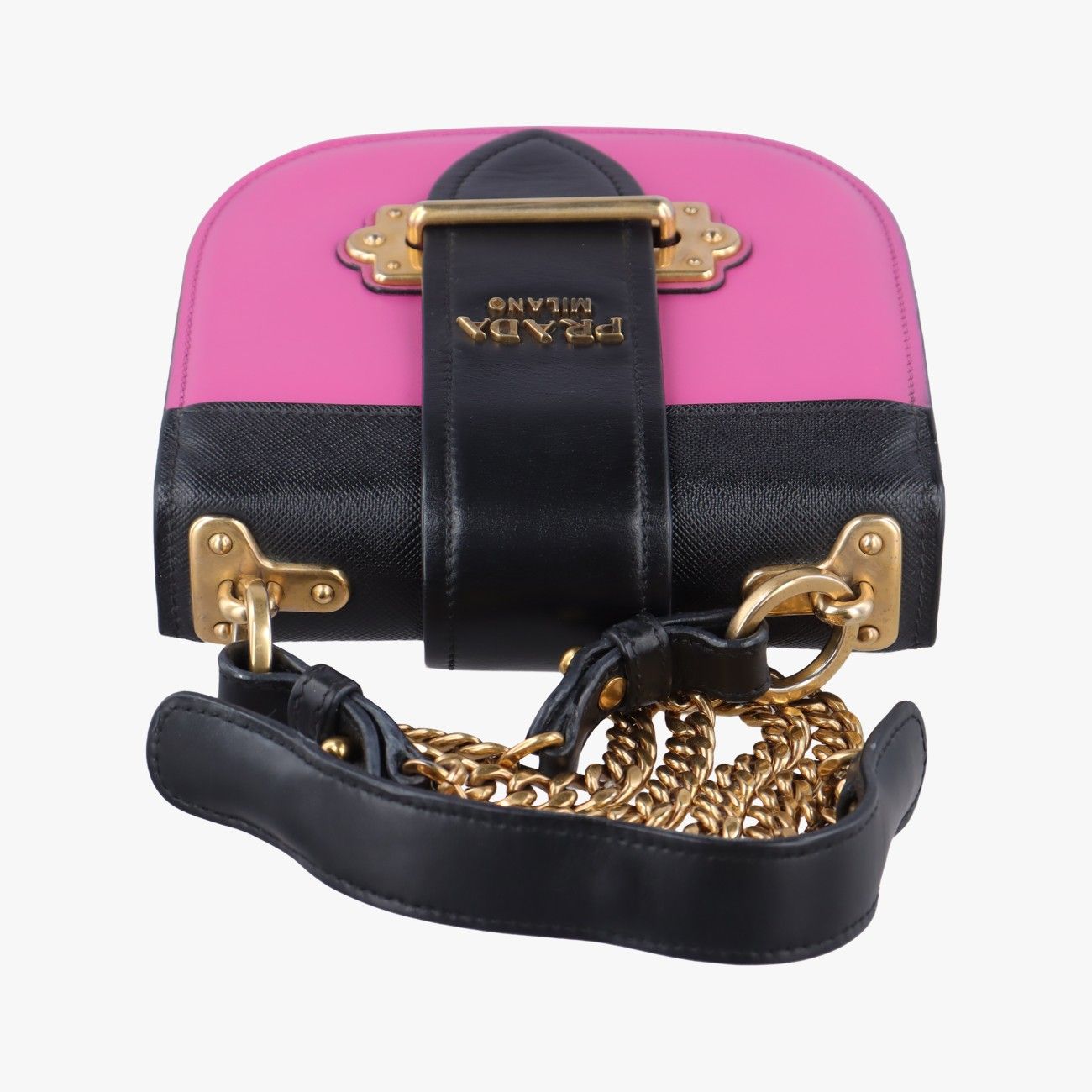PRADA ピン プラダPradaピオニエールピンク×ブラックレザー1BH01825 - メルカリ