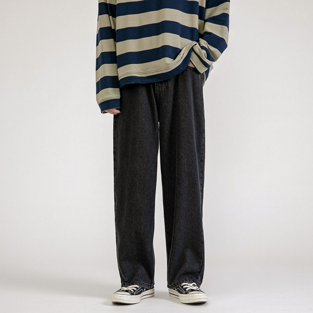 ブラック  Lサイズ  デニムパンツ メンズ ワイドパンツ mjeans328mg デニムパンツ メンズ ワイドパンツ バギー パンツ ジーパン ジーンズ ズボン ワイド ロングパンツ 長ズボン ボタン ゆったり 