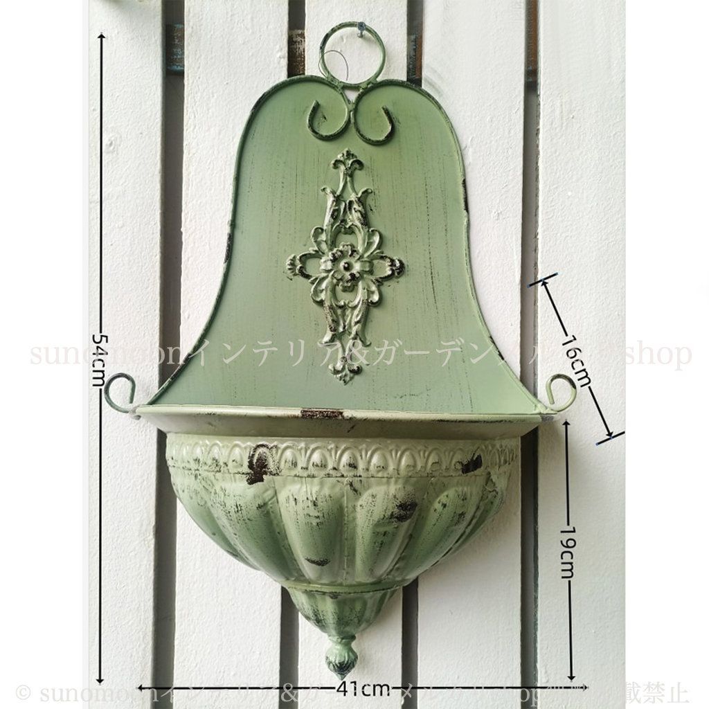 エレガント おしゃれ シャビーシック 壁掛け ガーデンインテリア インテリア お洒落 8-14 グリーン シャビー加工 金属 庭の装飾 ガーデニング ヨーロピアン ガーデン ヴィンテージ調 雑貨 ホワイト プランター ガーデン雑貨 レトロ調 STEELWINDOWSANDDOORS_COM