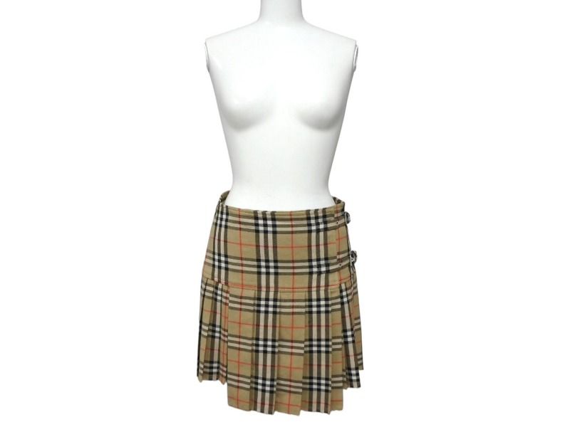 BURBERRY バーバリー スカート ティッシ期 ノヴァチェック アシンメトリー 8025832 ベージュ ウール サイズ36 4b006903