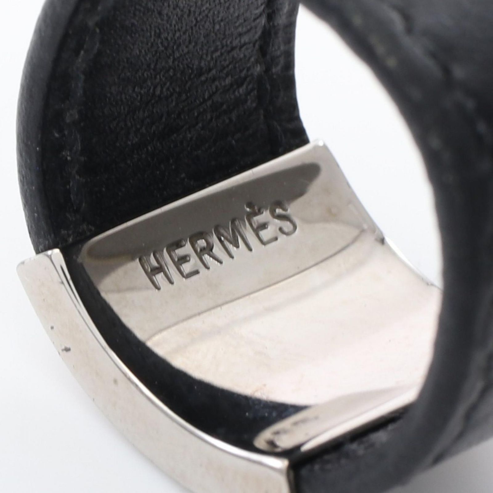 エルメス ルーリーリング 指輪 レザー 約20号相当 ブラック エルメス HERMES リング・指輪 ルーリー BLK レザー ステンレス