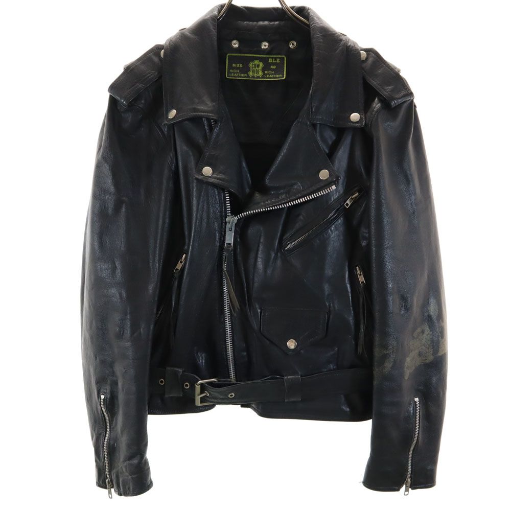 RICH LEATHER カウハイドレザー ダブルライダースジャケット 40 ブラック RICH LEATHER メンズ