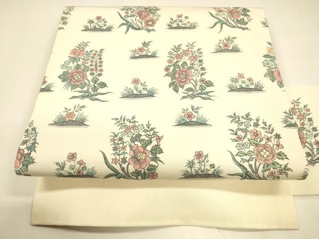 平和屋着物●塩瀬 九寸名古屋帯 草花文 正絹 DAAY8210cm