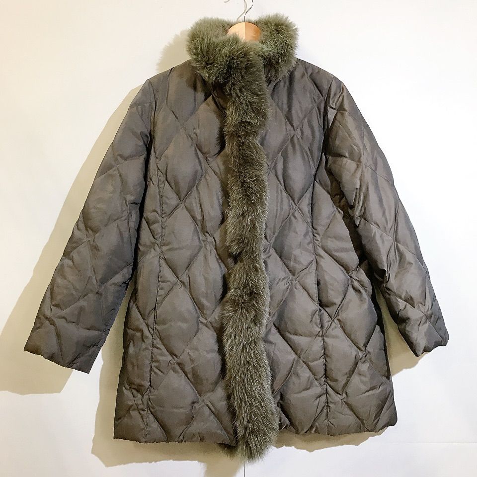 【美品】GRADE グレイド ダウン ブルーフォックス ブラウン ゆったり 13 GRADE グレイド ダウンコート フェザー ダークブラウン ファー