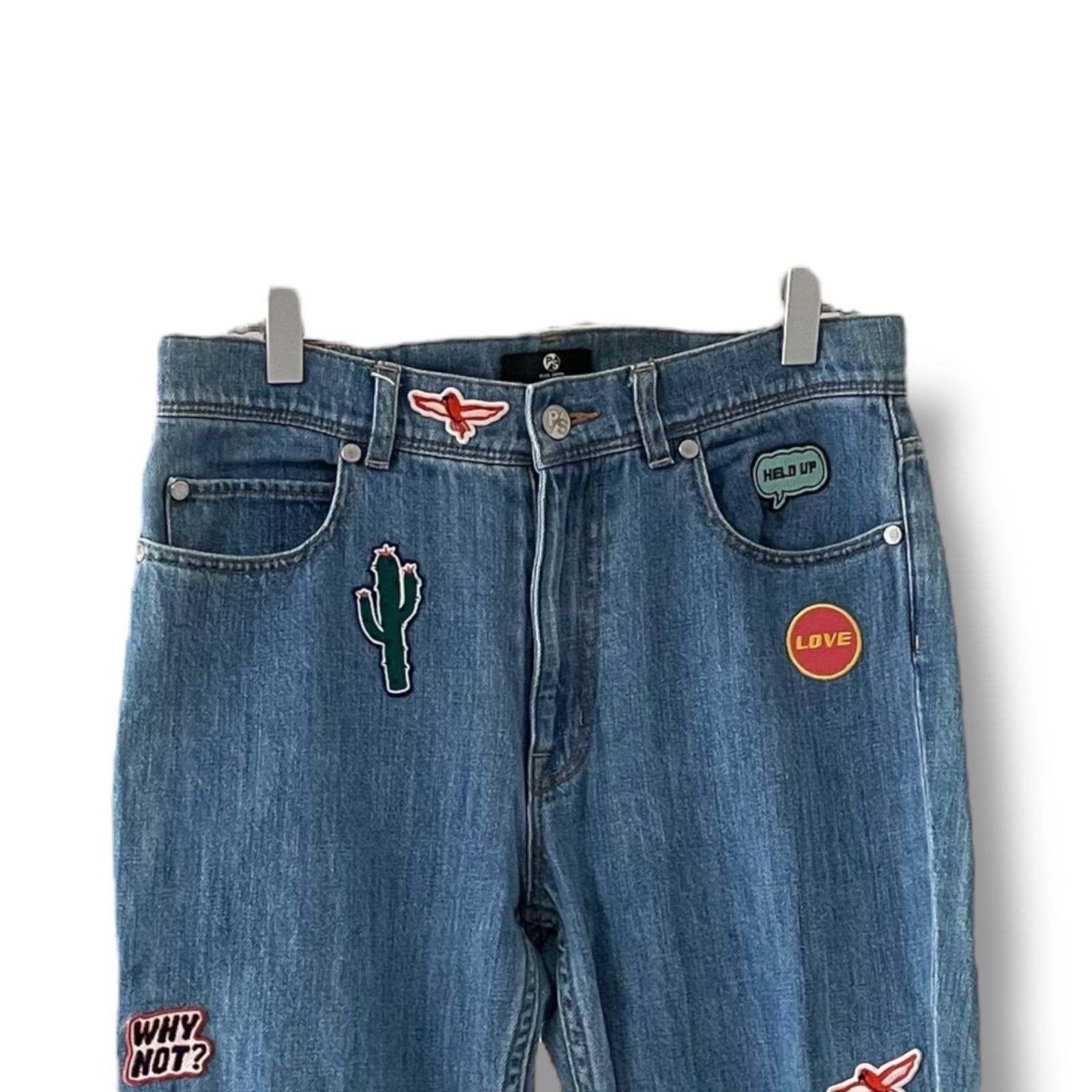 PS PAUL SMITH ポールスミス ライトブルー デニムパンツ ワッペン 刺繍