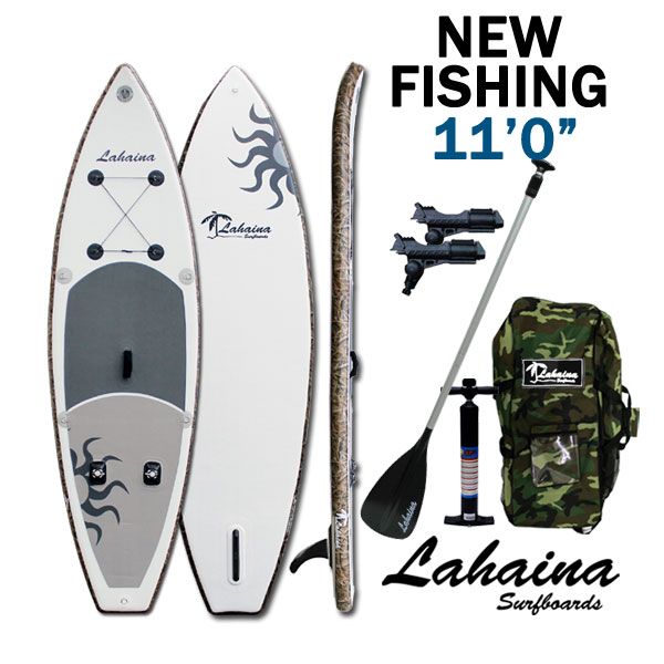 リーシュ付属 SUP サップ インフレータブルパドルボード ラハイナフィッシング/LAHAINA NEW FISHING 11' 釣り用SUP ホワイト/カモ スタンドアップパドルボード アウトドア 遊び