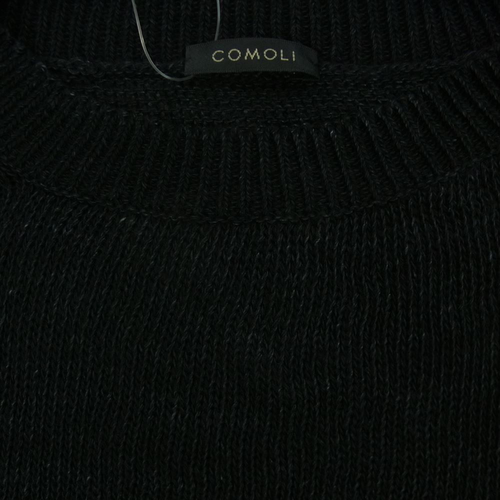 美品 23SS COMOLI 7Gコットンガンジーニット（black）Fサイズ 美品 23SS COMOLI 7Gコットンガンジーニット（black）Fサイズ