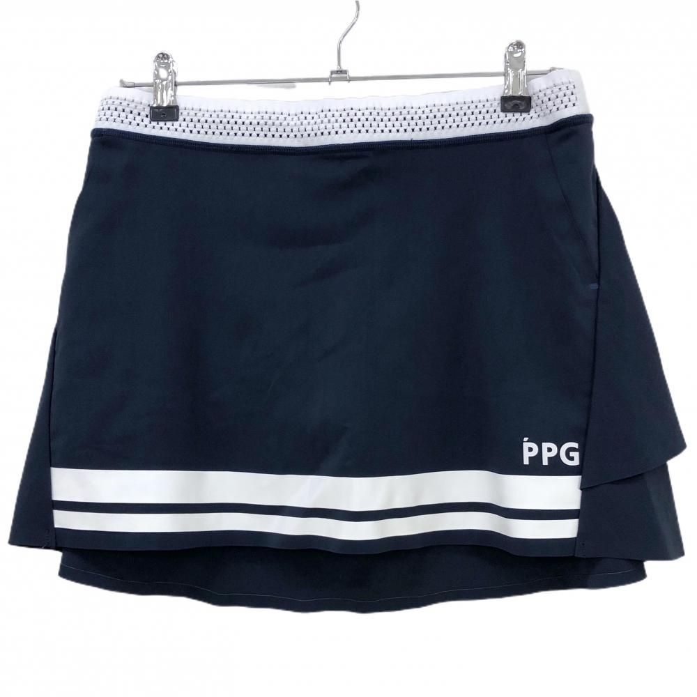 パーリーゲイツ PGM4G スカート 00 ネイビー 超美品】パーリーゲイツ スカート ネイビー×白 ウエストメッシュ