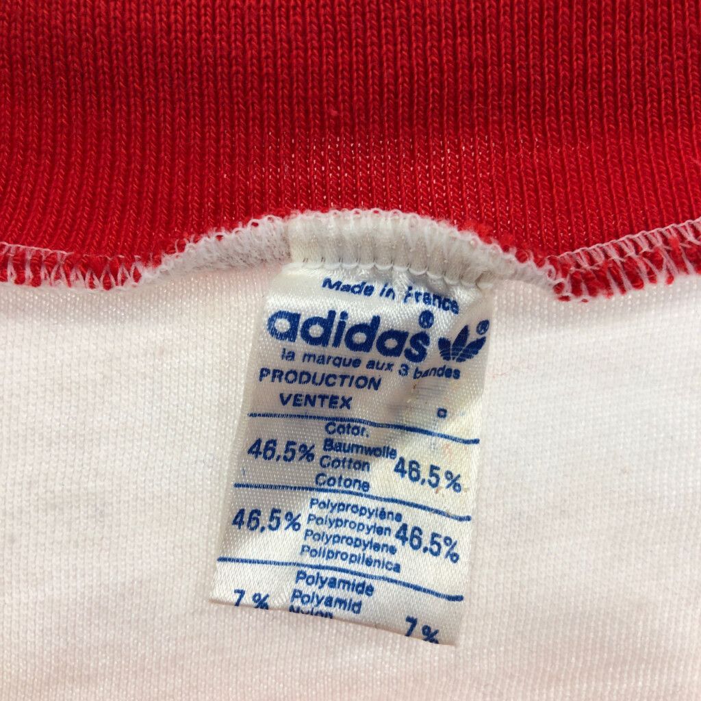 70年代 フランス製 VENTEX社 adidas アディダス サッカーシャツ ヴィンテージ スポーツ ホワイト (メンズ S相当) 中古 古着 Q0972