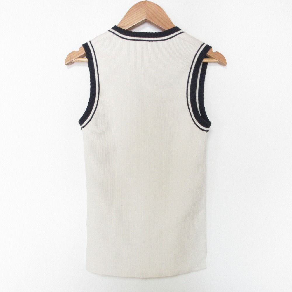 24 SS CABaN キャバン トゥモローランド コットンカシミヤリブニット ノースリーブプルオーバー F ホワイト レディース 古着