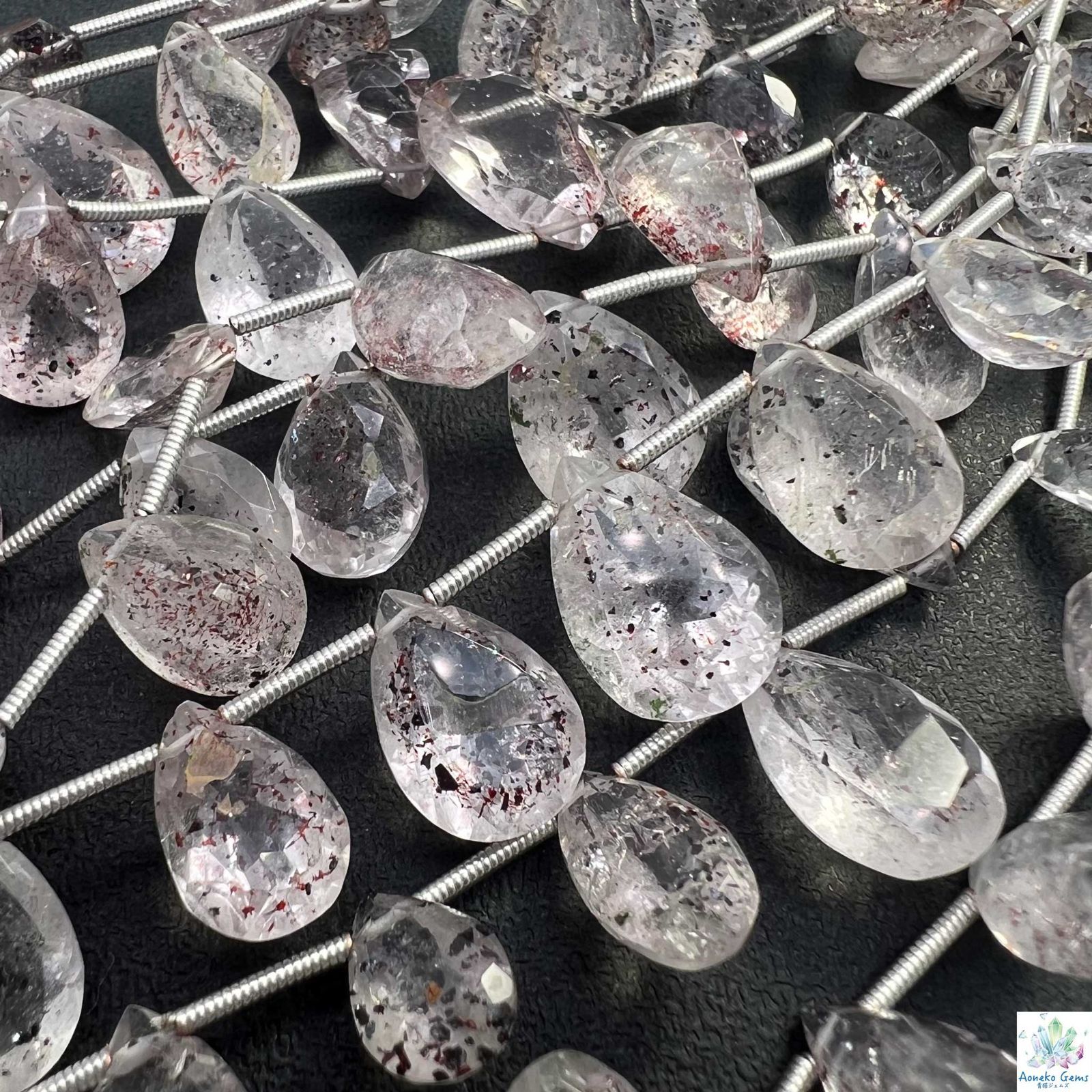 １連＊A品質*内包があるほう♪インクォーツ♪*ペアシェイプ宝石カット連