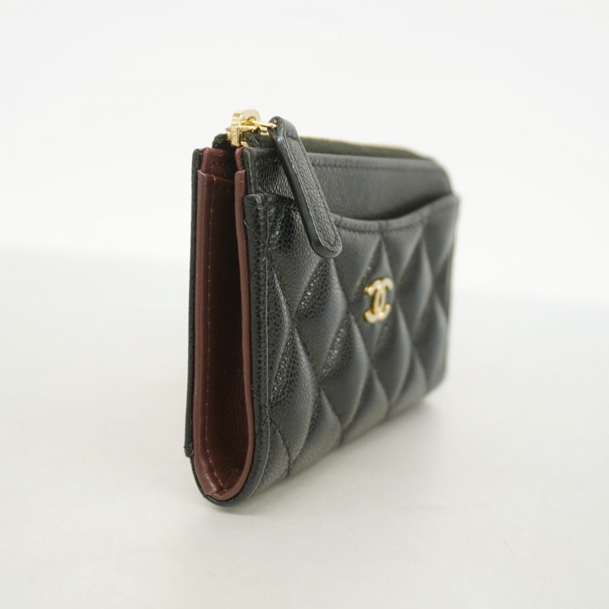 5md4326 シャネル コインケース マトラッセ キャビアスキン ブラック ゴールド金具 レディース