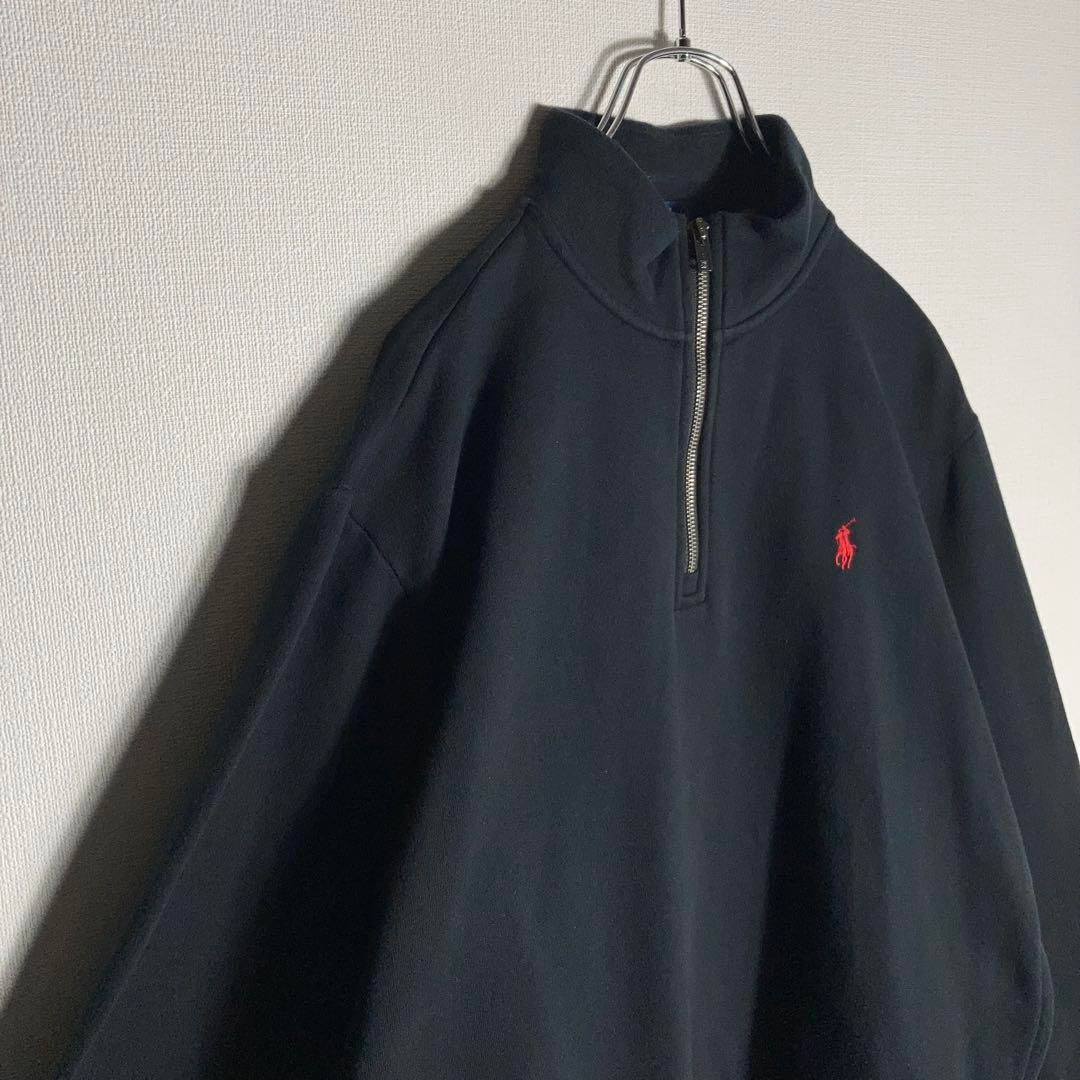 Ralph Lauren ハーフジップ　ブラック　刺繍ロゴ　XL 極美品 RALPH LAUREN ハーフジップスウェット 刺繍ロゴ 黒 L - メルカリ