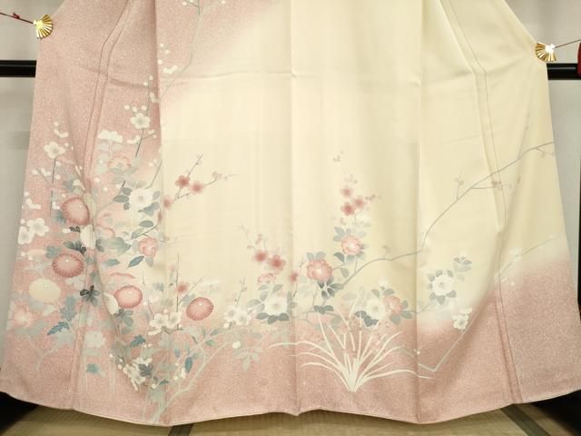平和屋着物○訪問着 友禅 作家物 枝牡丹花文 暈し染め