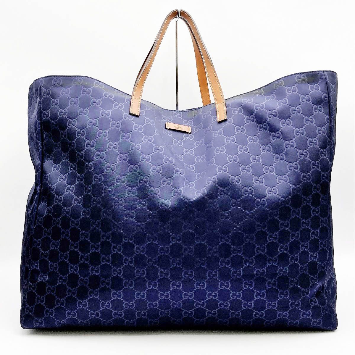 GUCCI - GUCCI トートバッグ GG柄 ネイビー 超極美品の通販 by mune 's