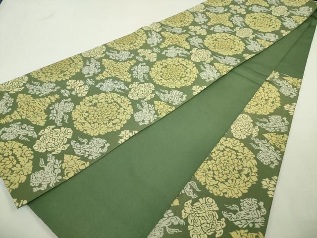 平和屋本店□最高級 人間国宝 北村武資 経錦 六通柄袋帯 正倉院唐獅子  