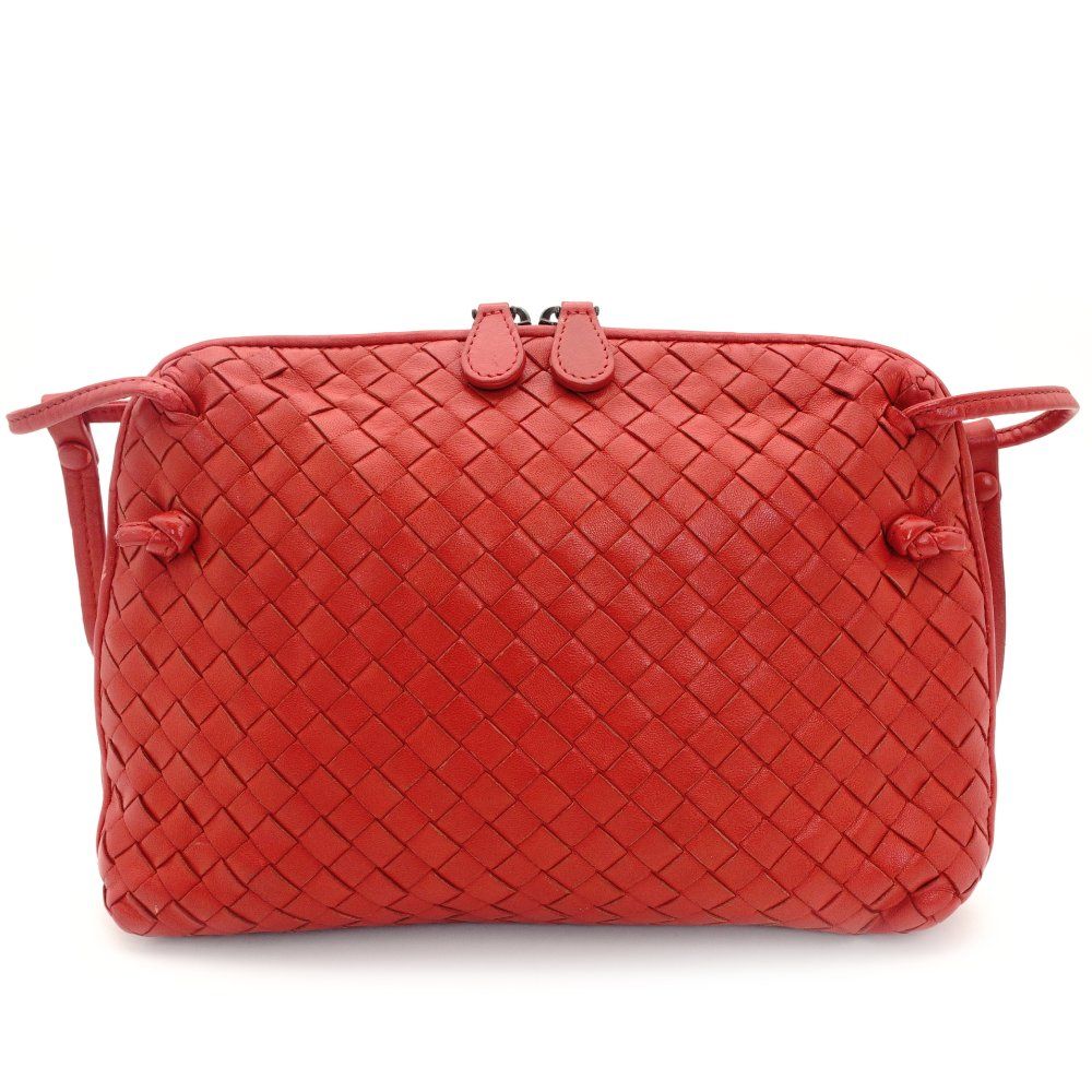 ボッテガヴェネタ Bottega Veneta イントレチャート ショルダーバッグ レッド レザー 赤 クロスボディ 7-9-394