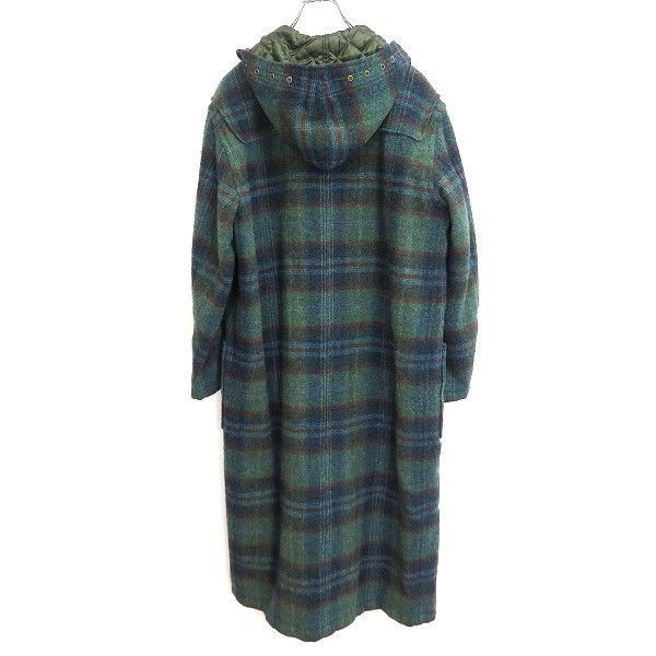 wux カネコイサオ KANEKO ISAO ロング ダッフル コート 緑 チェック ウール フーディー 1998年 ヴィンテージ 970939 k01