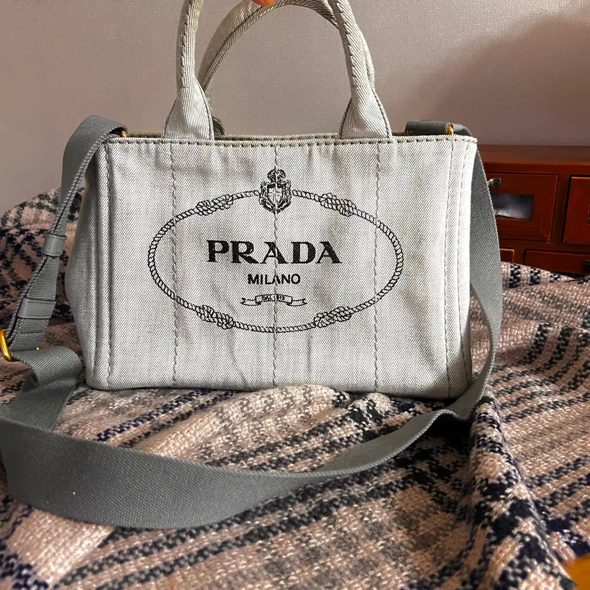 【雷市場（ポンジャン）商品韓国直送】 PRADA(プラダ) デニム カナパ トートバッグ クロスバッグ