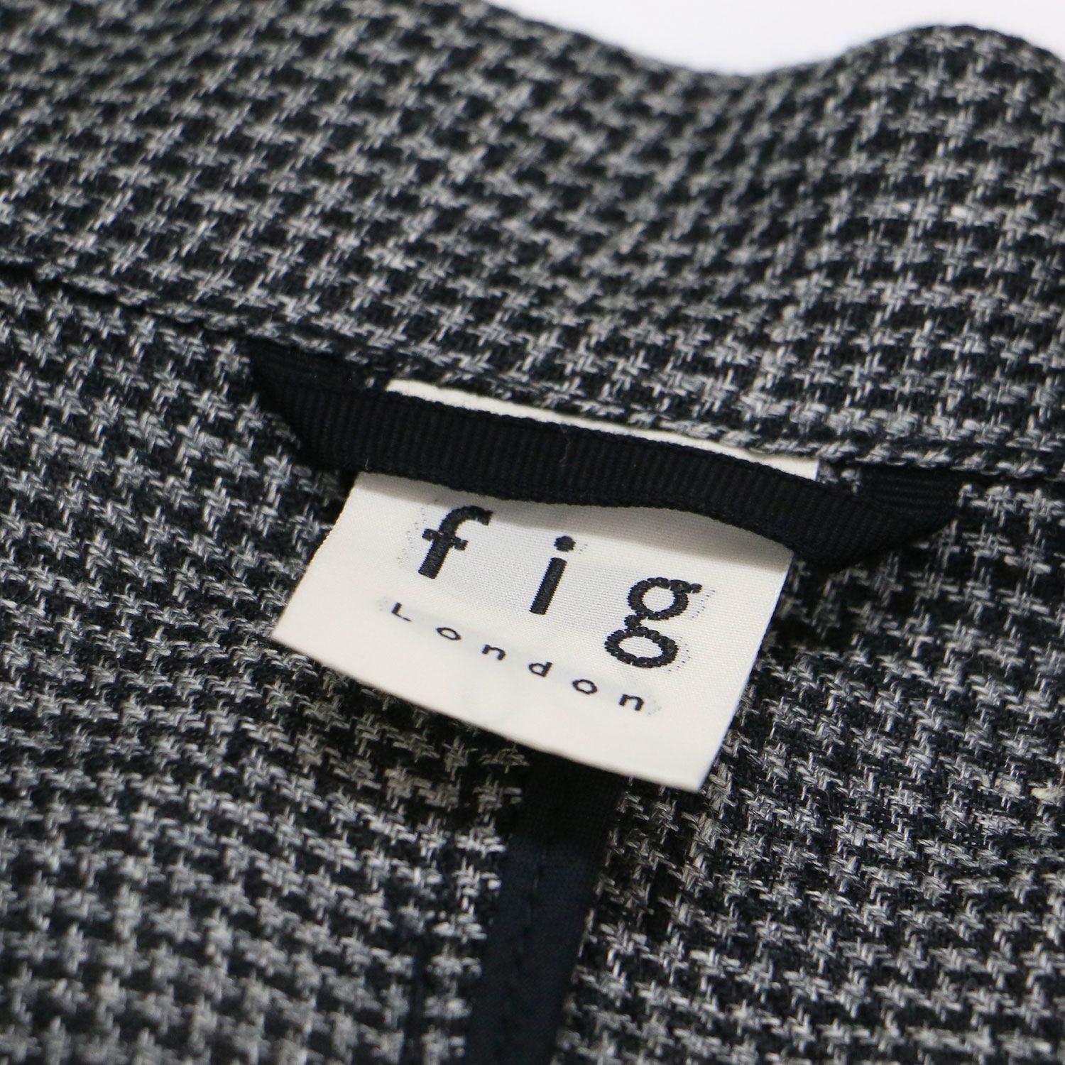 fig London - fig London フィグロンドン ジャケット グレー ブラック サイズ:FREE / アンクル リネン ジャケット / uncle LINEN jacket / テーラードジャケット シングル 千鳥柄 / アウター ブレザー 上着 羽織り【レディース】【中古】 fig London フィグロンドン ジャケット グレー ブラック サイズ:FREE