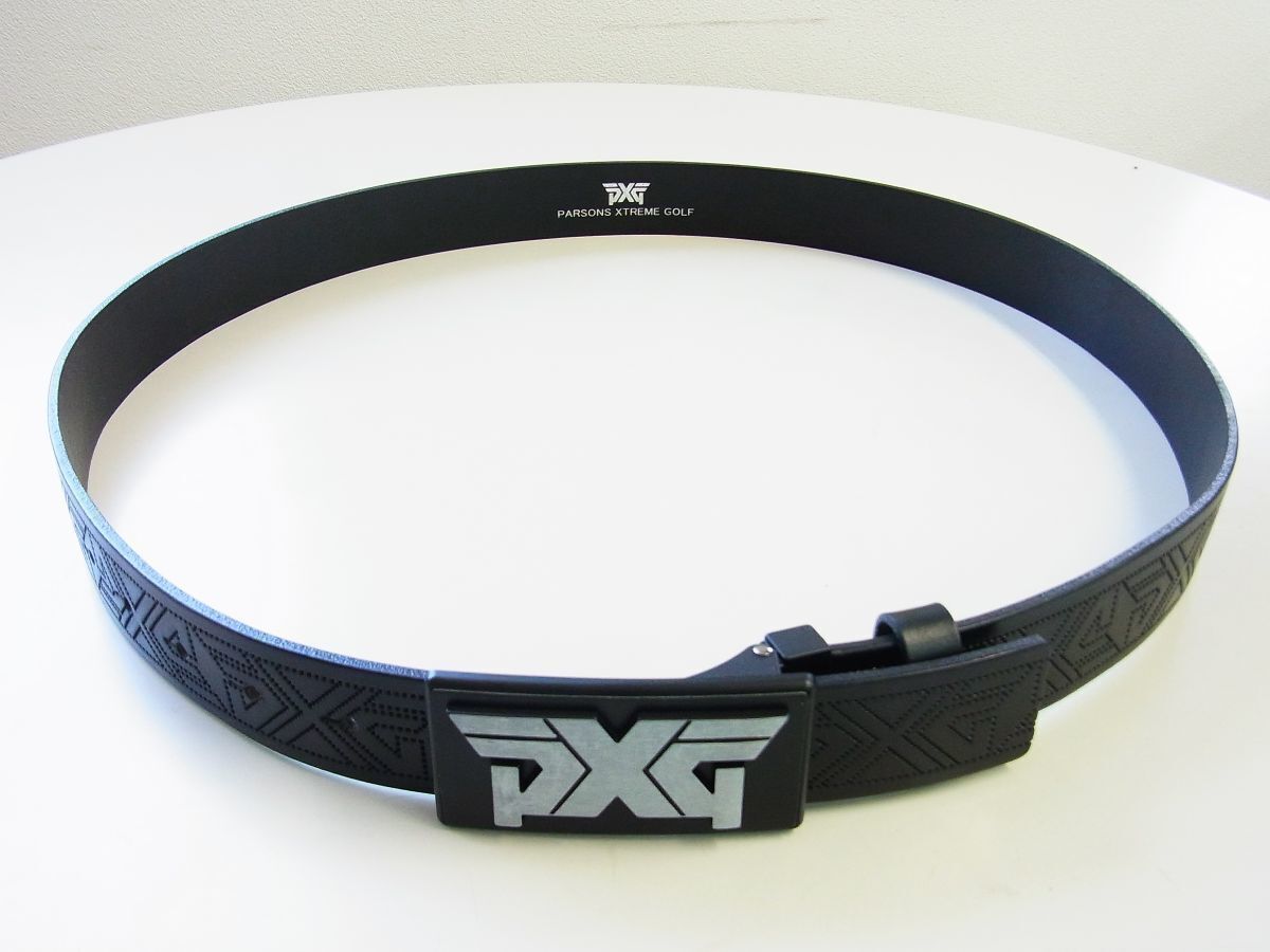 PXG ピーエックスジー★トップ式ロゴバックル型押しベルト ブラック黒 正規品 正規品☆PXG ピーエックスジー☆トップ式ロゴバックル型押し