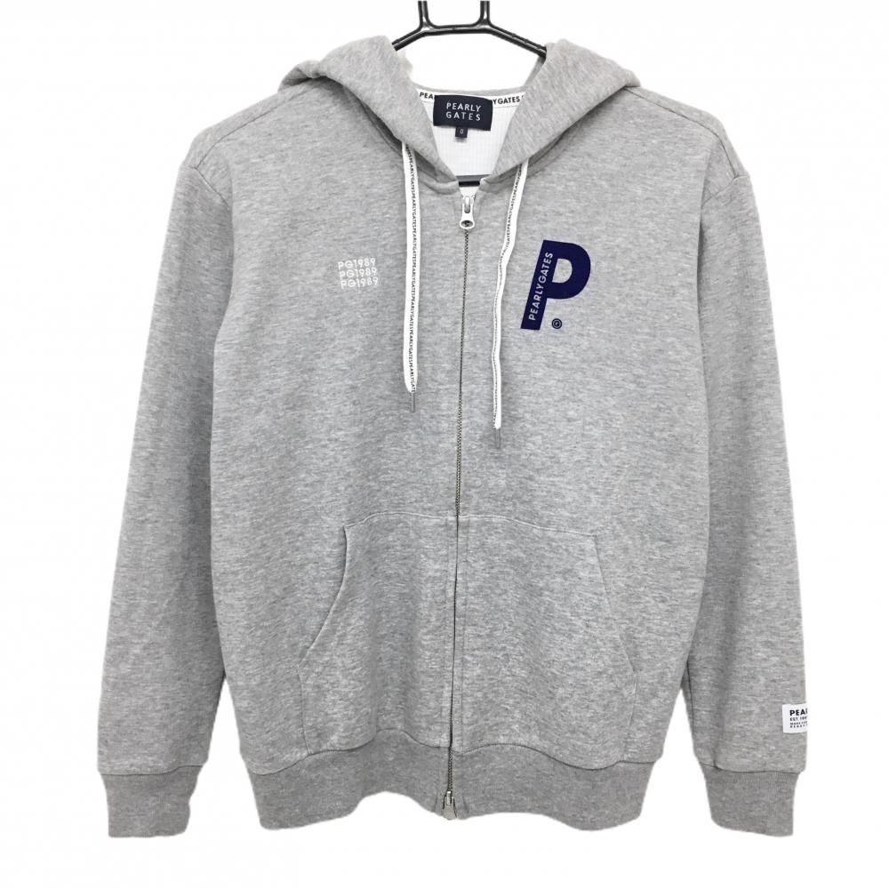 パーリーゲイツ ジップパーカー 杢グレー ジャケット 後ビッグロゴ レディース 0 S ゴルフウェア PEARLY GATES