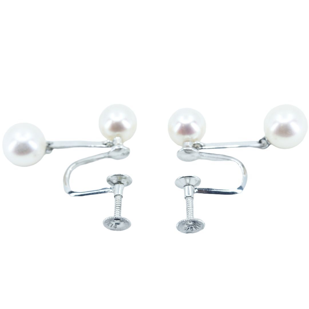 コメリ パール ミキモト ピアス ミキモト MIKIMOTO K14WG 2連パール