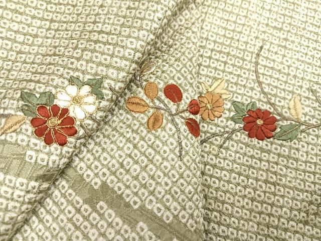 平和屋着物●訪問着　絞り　刺繍　草花文　ますいわ屋扱い　正絹　逸品　AABA2697ph 平和屋着物○訪問着 絞り 刺繍 草花文 ますいわ屋扱い 正絹 逸品