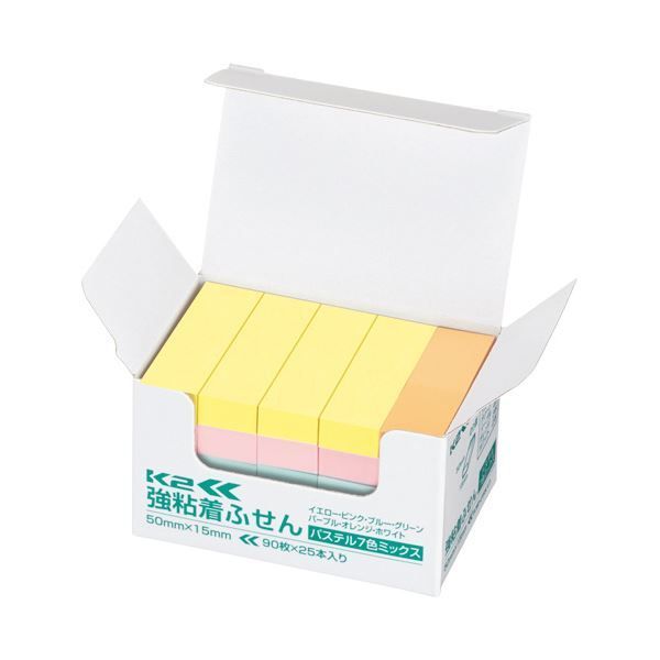 まとめ コクヨ 強粘着ふせん K2 50×15mm パステル 7色 K2メ-KP5015X25 1パック 25冊 ×5セット