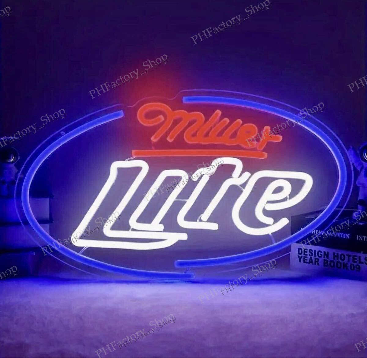 特価商品  Lite Miller LEDネオン ミラー 光る看板 吊り下げ式 USB電源 アンティーク雑貨