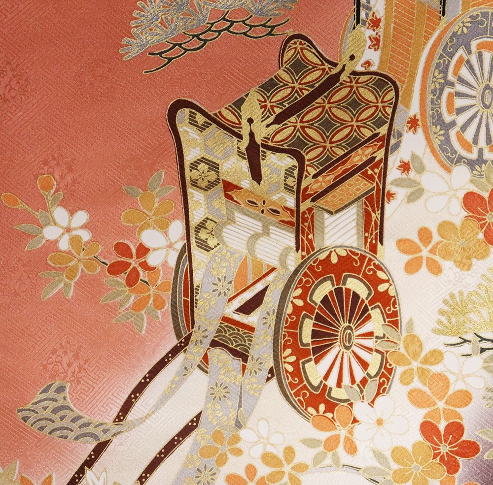 美品　ゑり萬　正絹　長襦袢（菊唐草サーモンピンク） ゑり萬 菊唐草 単衣長襦袢 最終お値下げ（美品 ゑり萬 正絹