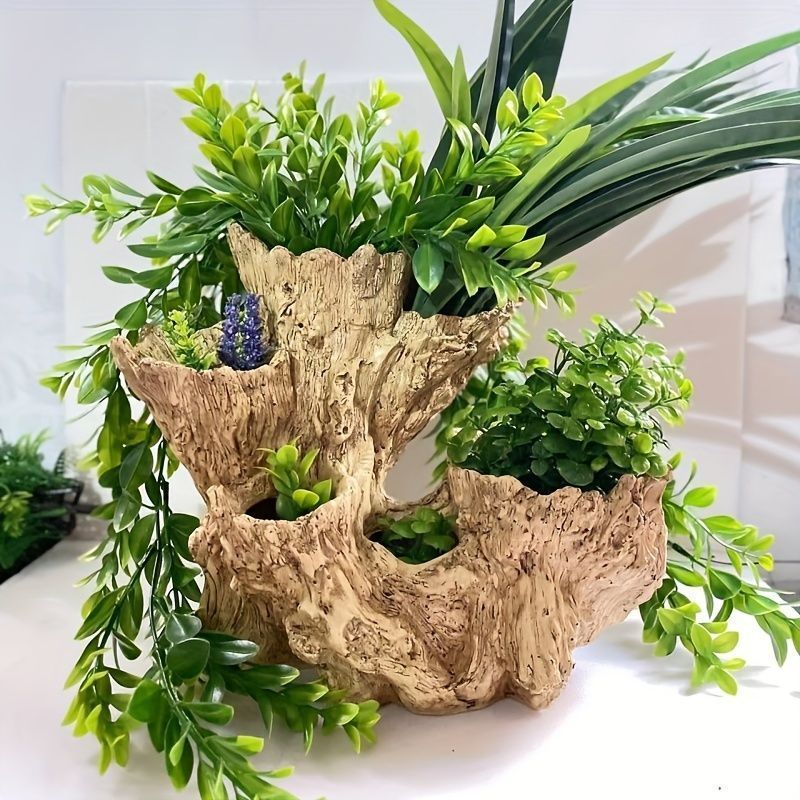 フラワーポット 切り株 木 多肉植物鉢 流木 植木ポッ