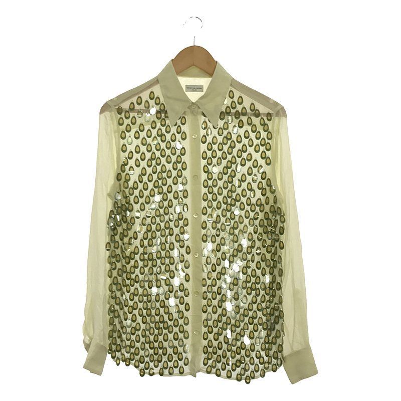【美品】  DRIES VAN NOTEN / ドリスヴァンノッテン | 2024SS | sequin ビジューシャツ | 38 | クリームイエロー | レディース 美品】 DRIES VAN NOTEN / ドリスヴァンノッテン | 2024SS | sequin