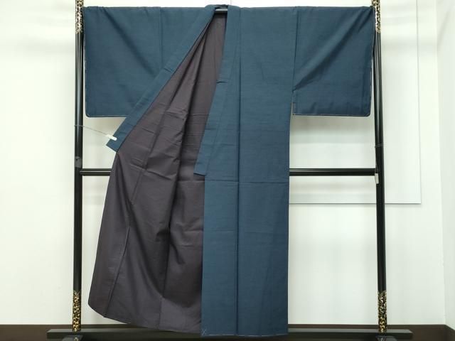 平和屋本店□極上 男性 紬 髭紬羽織セット キングサイズ 濃紺 逸品 未