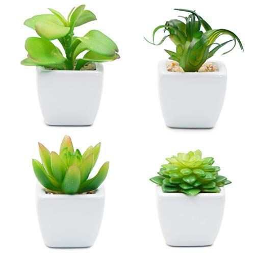 数量 人工観葉植物 造花 ミニ 枯れない インテリア 人工多肉植物 4点セット 正方形 TOSSOW プレゼント