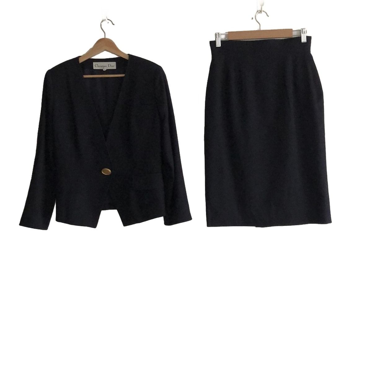 DIOR|ChristianDior ディオール|クリスチャンディオール スカートスーツ レディース - ネイビー ノーカラー