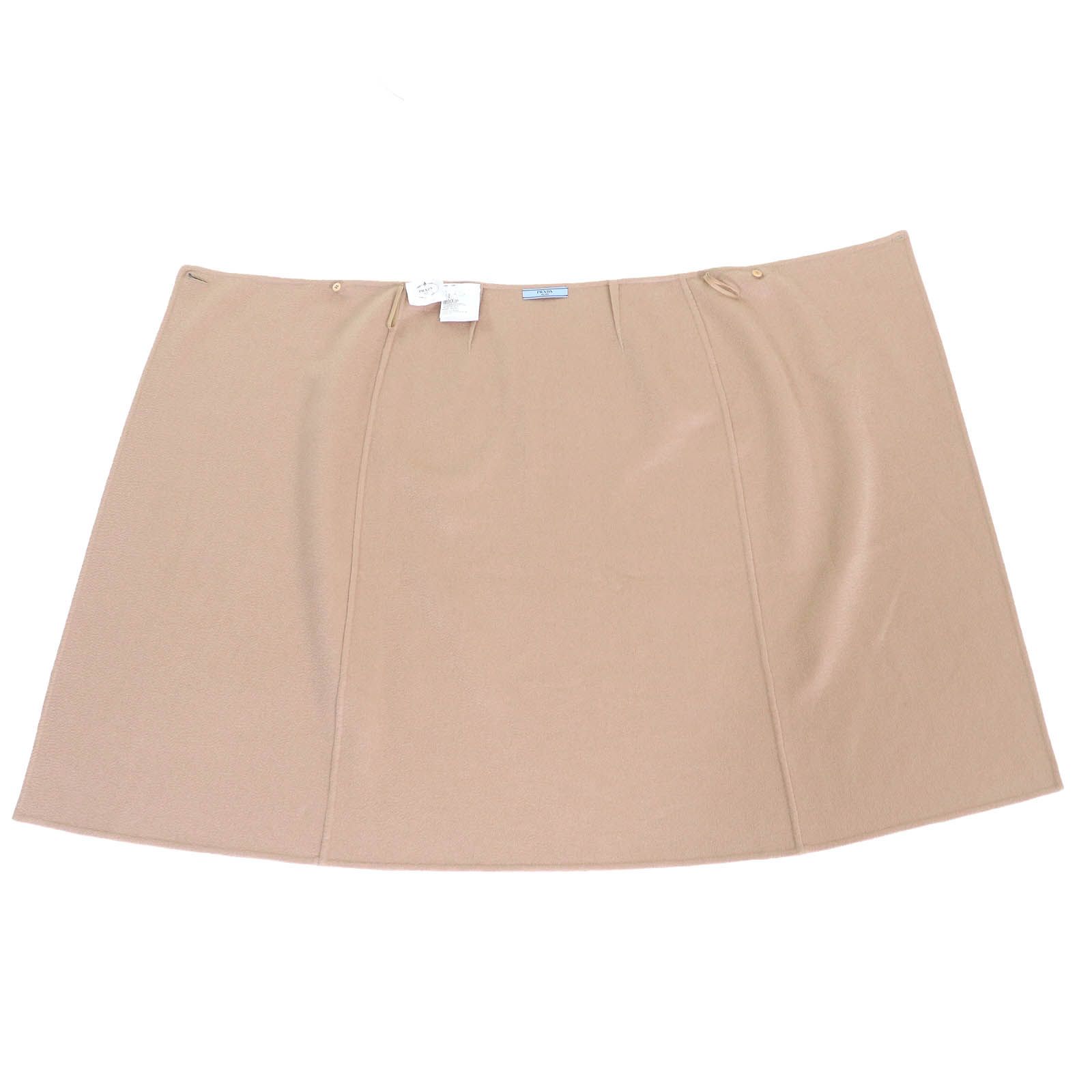 ファッション業界 △PRADA プラダ 22AW P151V カシミヤ100％ ロゴボタン ロング ラップスカート ベージュ 40 イタリア製 レディース ◎ 【返品無料可能】