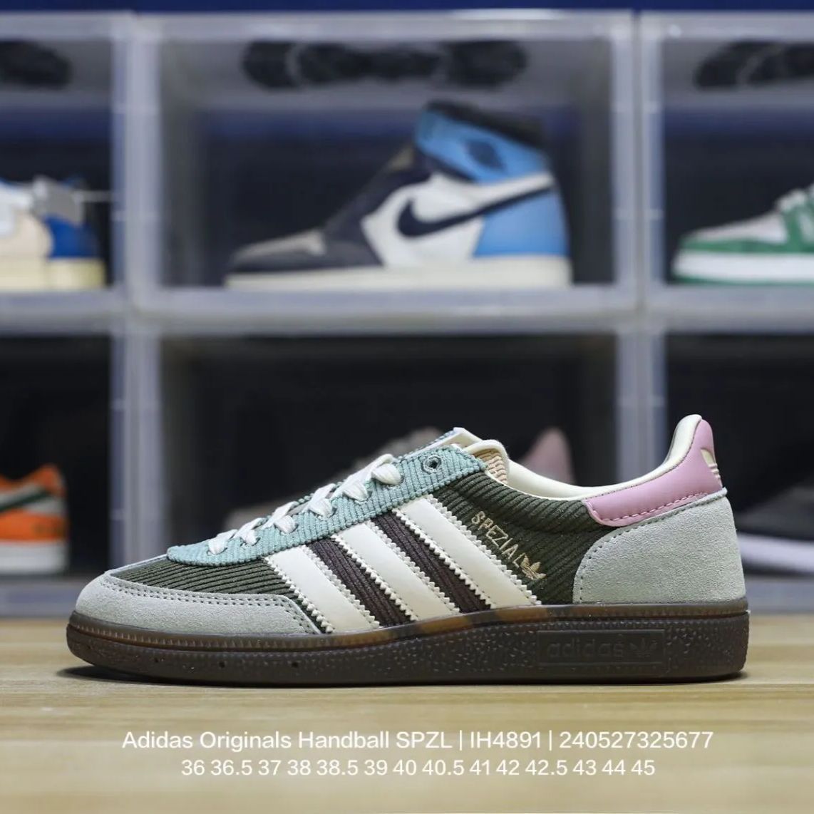 【adidas originals】Handball Spzl - 快適シンプル、防滑、ローカットスニーカー ユニセックス グリーン/ブラウン/ホワイト