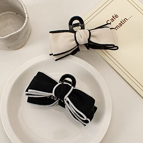 ブラック レディース シンプルヘアクリップリボン大大きめバンスクリップ黒シンプルヘア 髪留め髪飾りヘアアクセ