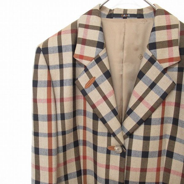 セール中⚡美品✨DAKS テーラードジャケット チェック柄 ロゴ入りボタン ダックス DAKS ジャケット テーラードジャケット チェック ロゴ